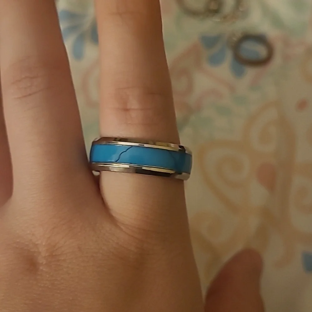 Blue Men And Women Wedding Set. The Women's is a size 7 and Men's is a size 10.